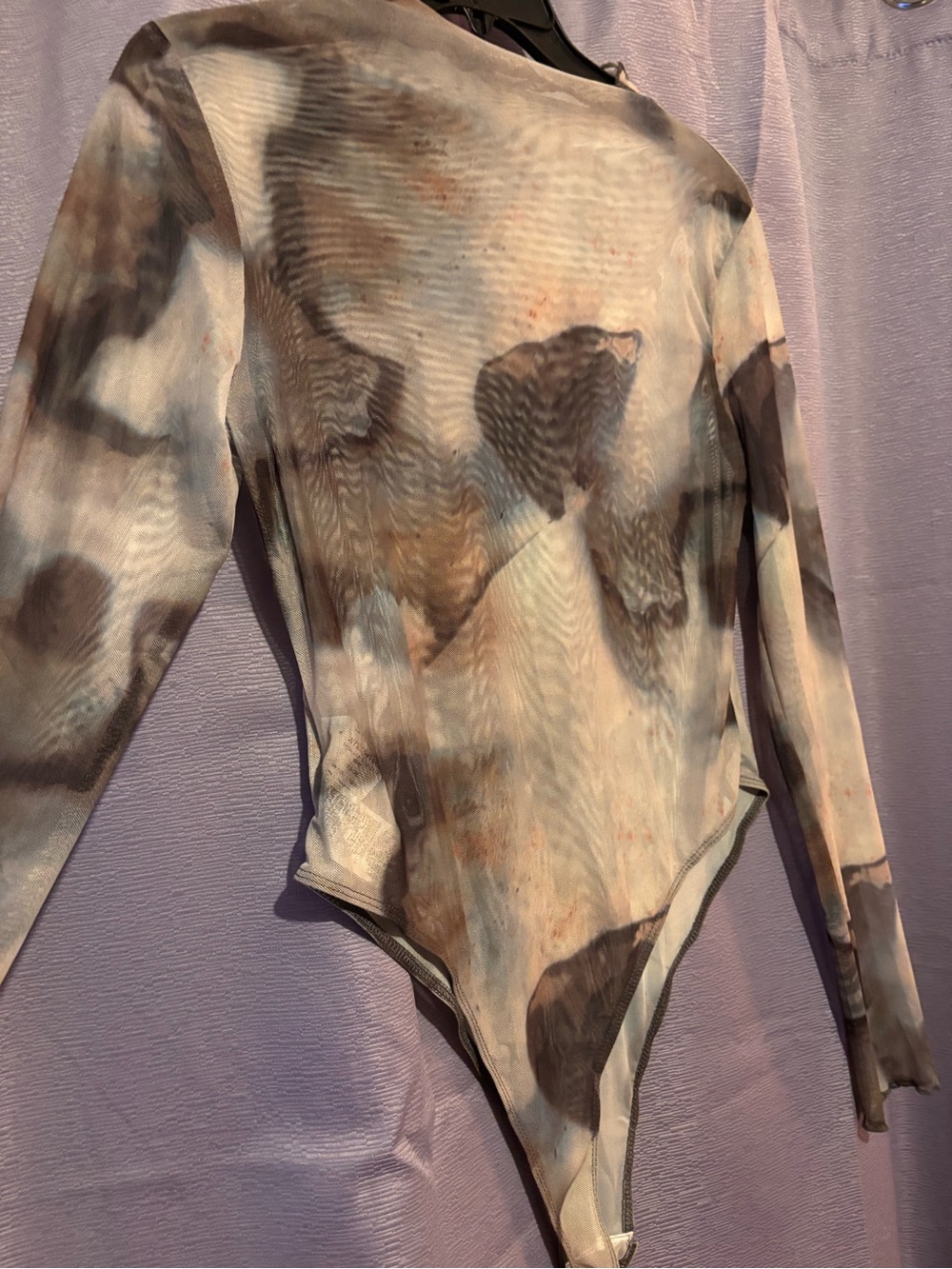 Kids Long-Sleeve Tie-Dye One-Piece Bodysuit in Neutral Tones